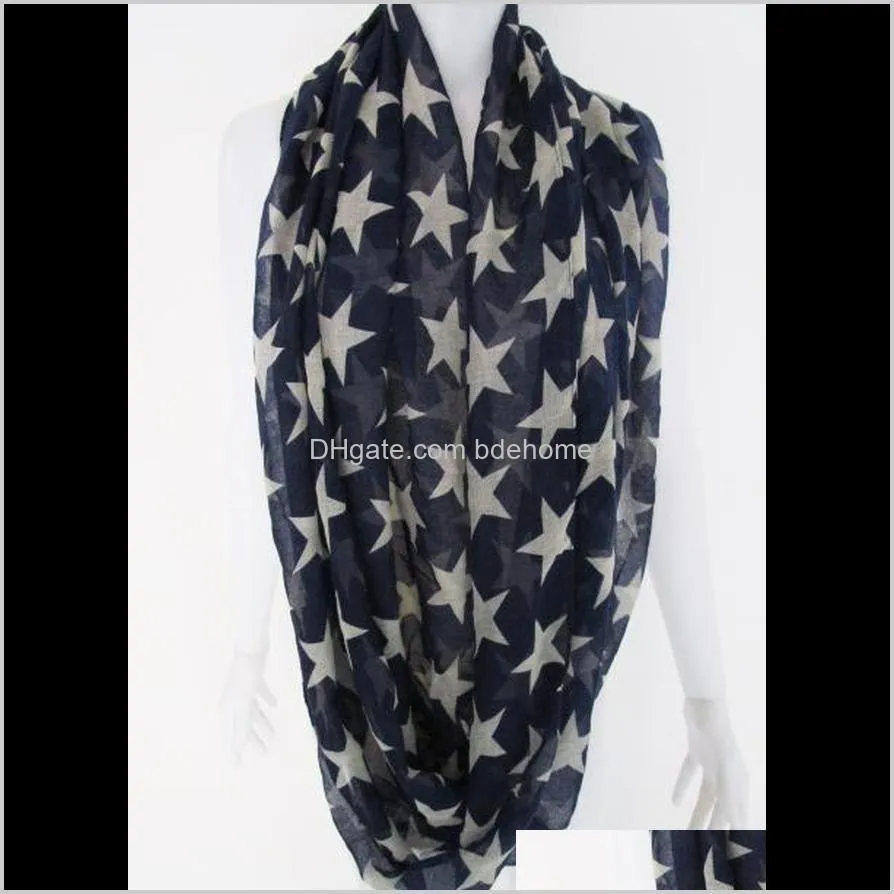 2018 new women fashion navy blue stars infinity scarves snood loop for ladies shipping