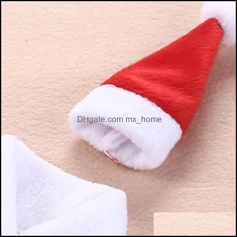 Christmas Decoration Red Wine Bottle Cover Clothes with Hat for Novelty Christmas Beer Bottle Sleeve Christmas Dinner Party Gift