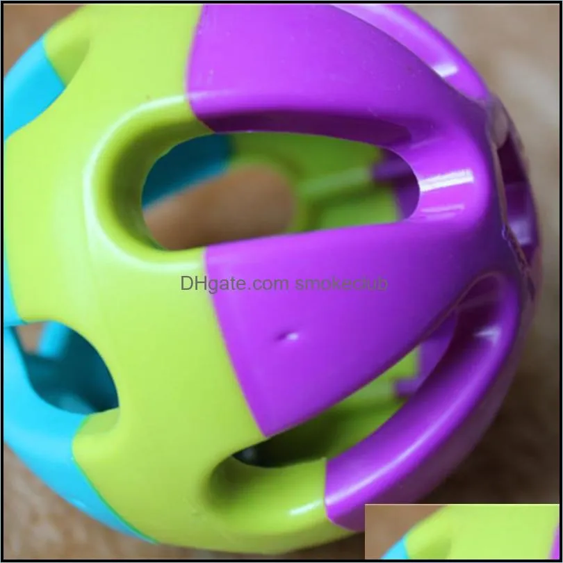 Cat Toys Colorful Plastic Ball Cats Dog Toy With Bell Bite Resistant Supply For Dogs Puppy Kitten