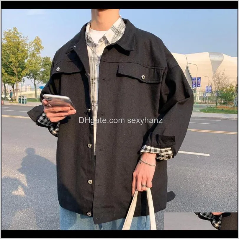 Jackets Outerwear & Coats Clothing Apparel Drop Delivery Wholesale 2021 Loose Tooling Spring And Autumn Trend Korean Style Jacket All-Match S