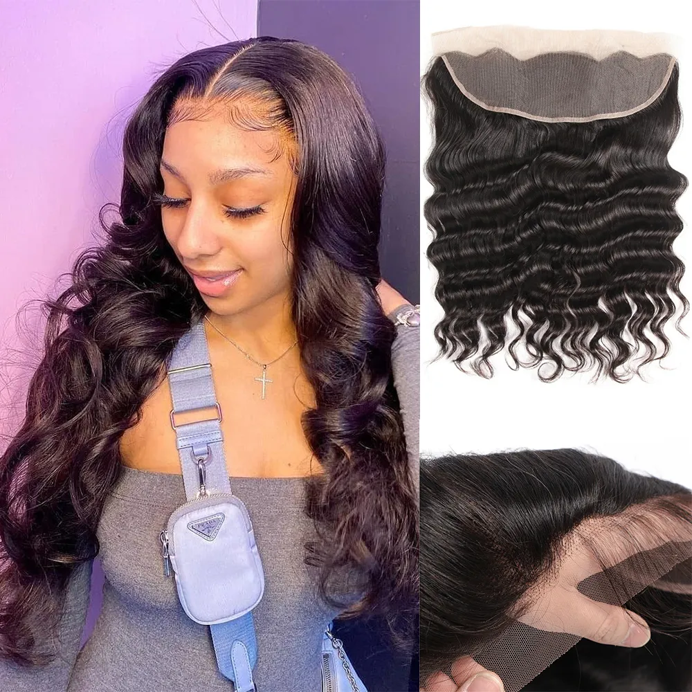 Factory Direct Supply For Wholesale Brazilian Remy Human Hair Loose Deep 13X4 HD Lace Frontal Closure