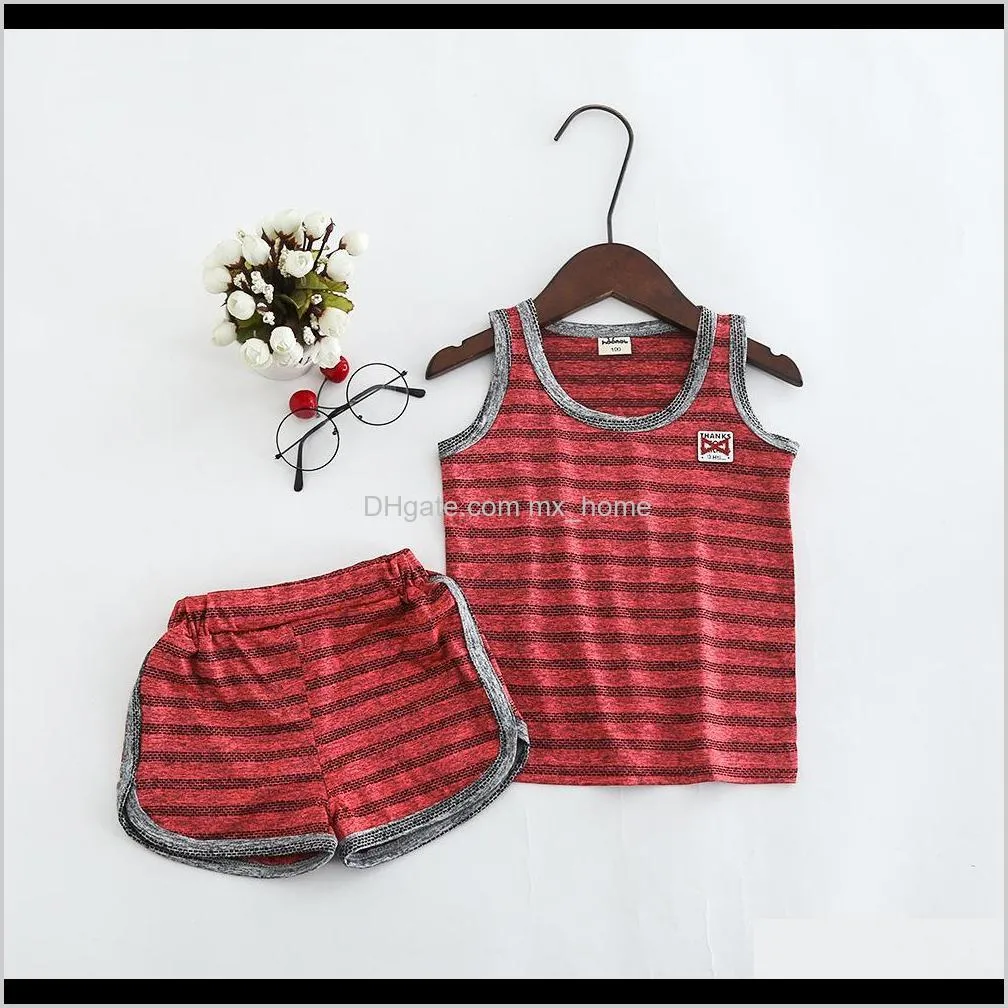 5 clors summer new children`s sportwear baby boy embroidery striped vest suit boys jersey kids sportwear sets