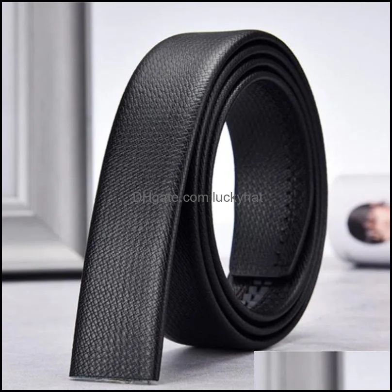 Edging Automatic Buckle Belt Body 115-135CM Without Leading Business Mesh Cowhide Belts