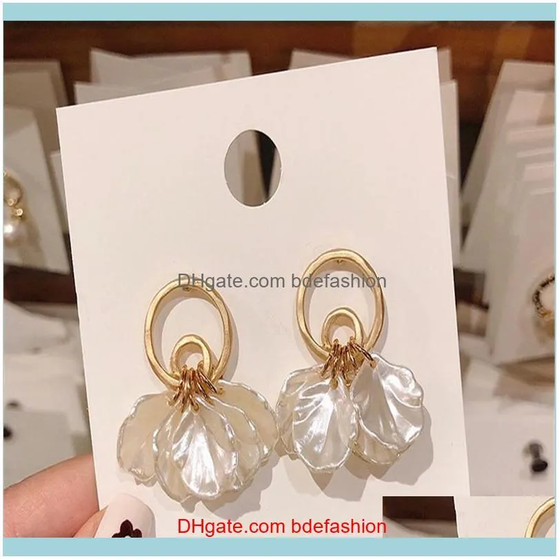 New Vintage Gold Color Multi Pieces Acrylic Shell Dangle Drop Earrings For Women Fashion Statement Earring