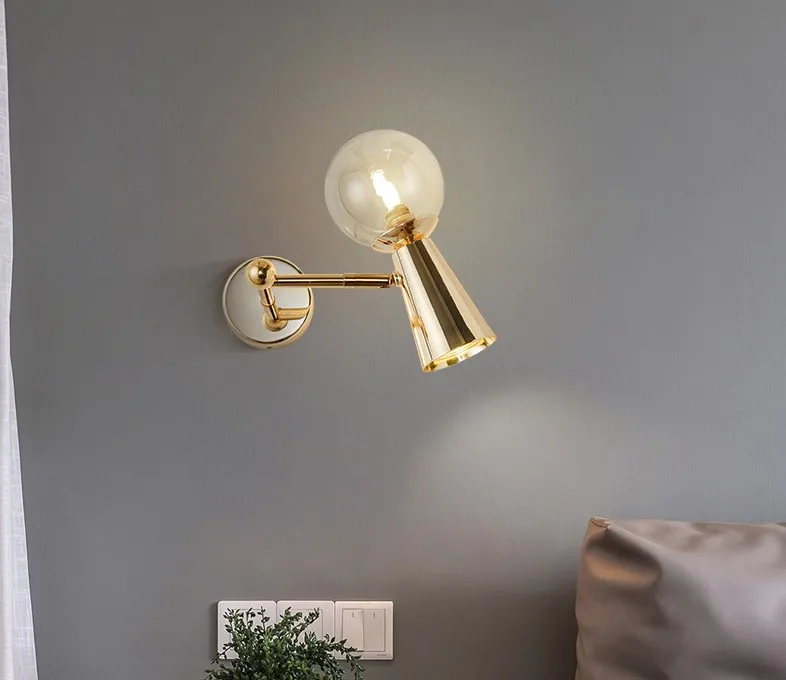 Feimefeiyou Nordic Postmodern Lampa Lekkie Luksusowe Złoty Sypialnia Kreatywny Kutego Żelaza Tło ściany Dining Salon Room