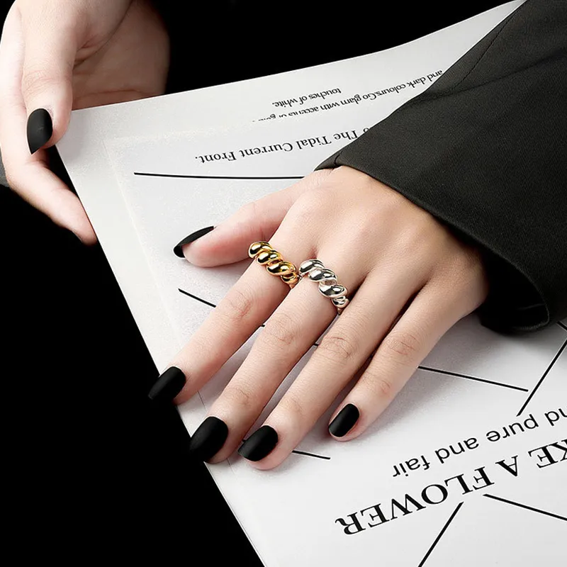 Metal Twist Hollow Index Finger Ring Three Dimensional Gold Plated