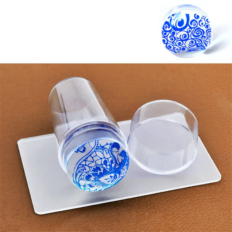 NAP011 Clear Nail Art Stamper with Scraper Set Transparant Silicone head 2.8cm nails stamping manicure accessories