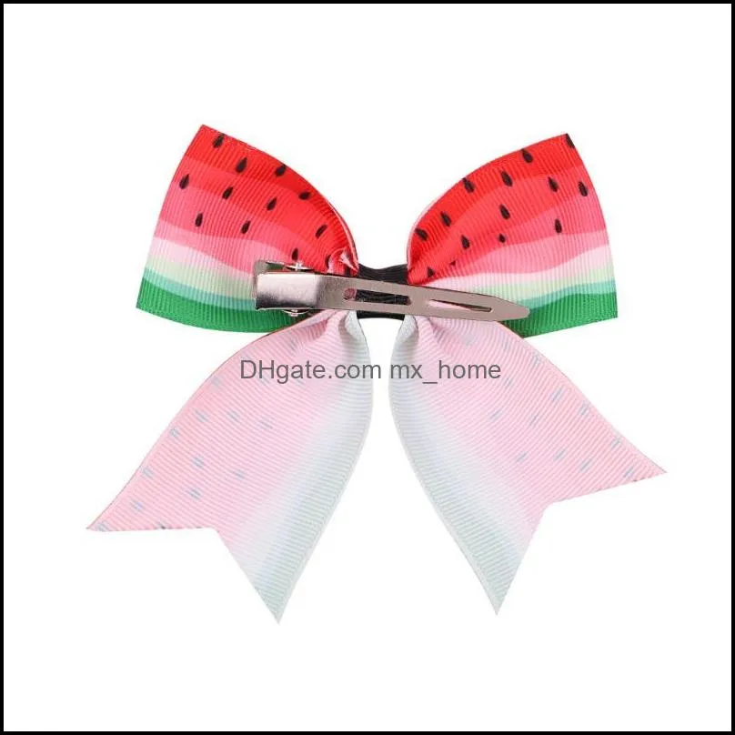 Hair Accessories 3.85 Inches Kids Boutique Bows With Clip Printed Originality Watermelon Design Lovely Pins For Children