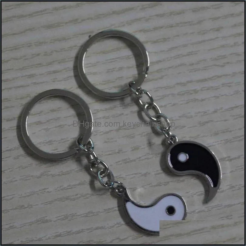 Vintage Chinese Elements of Yin Yang Taiji Bagua Couple Keychain For Keys Car Key ring Pendant Charm Fashion Alloy Keychains Gift