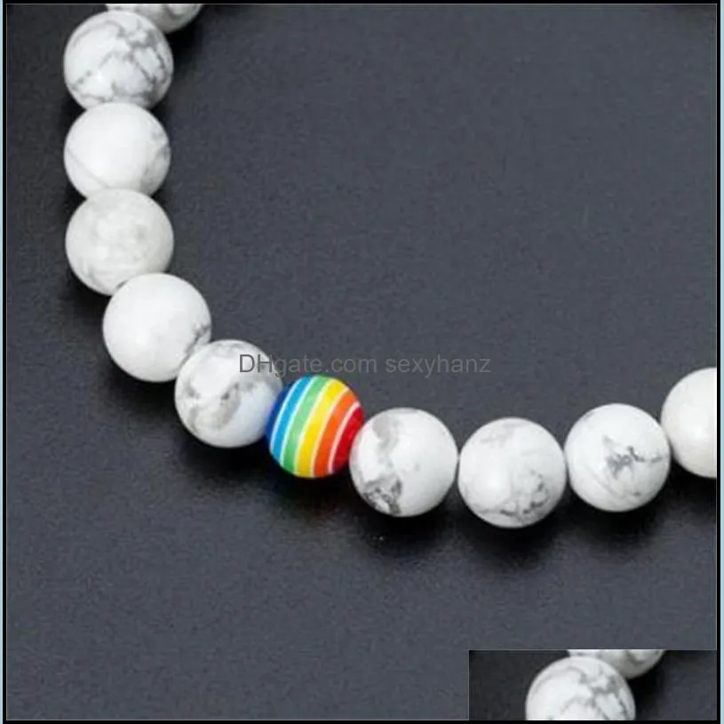 Black Stone Beaded Bracelets Gay Rainbow Bracelet concise Pride Friendship Jewelry Best Friend Chakra Bracelet 4 W2