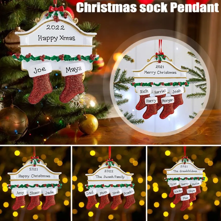 2021 Weihnachtssocke Dekoration Partybevorzugung Quarantäne Ornamente Harz Socken Dekorieren Weihnachtsbaum Hängende Anhänger DHL