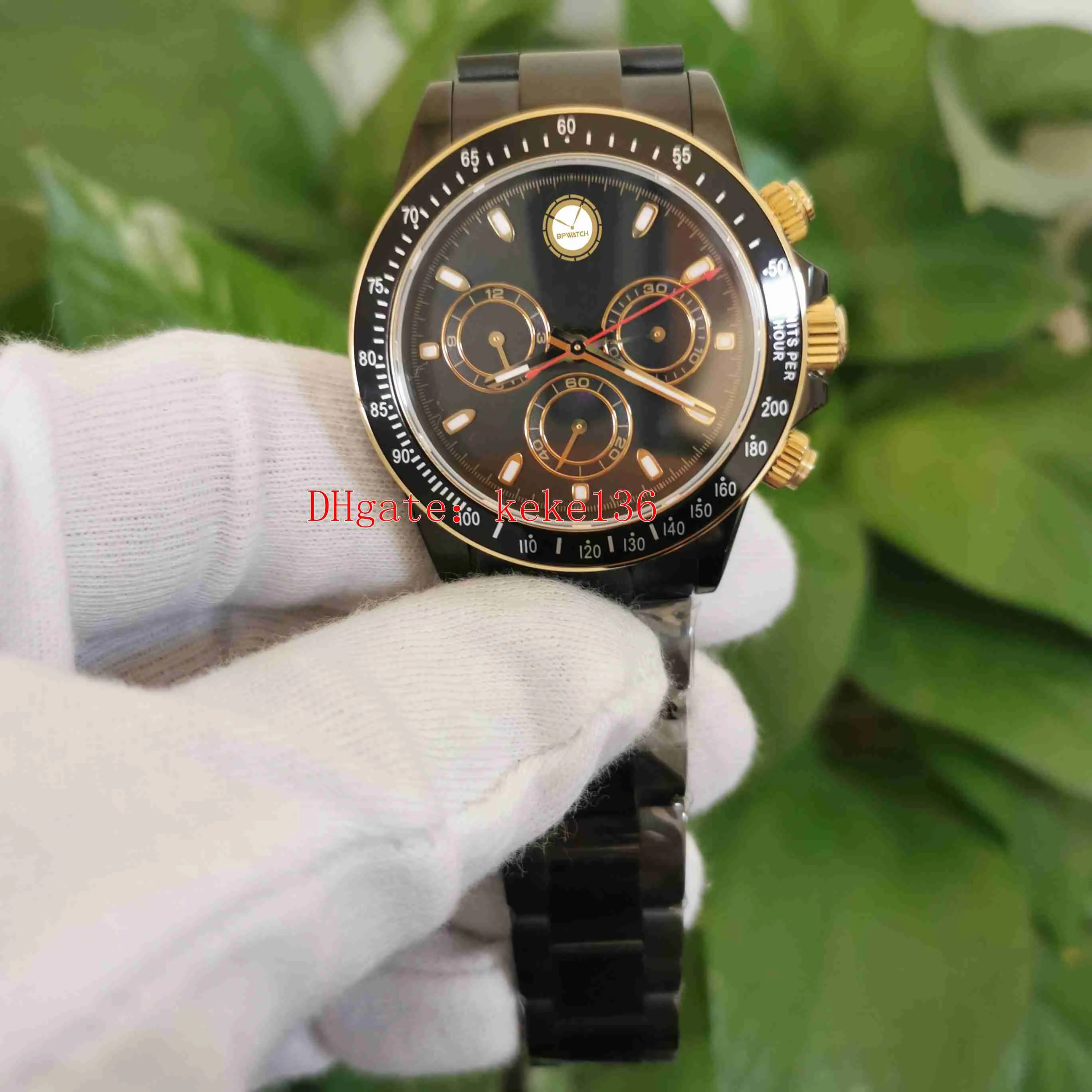 Super quality Mr Watches Perpetual 40mm Chronograph Working gold Black PVD Case CAL.4130 Movement Transparent Mechanical Automatic Mens Watch Men Wristwatches