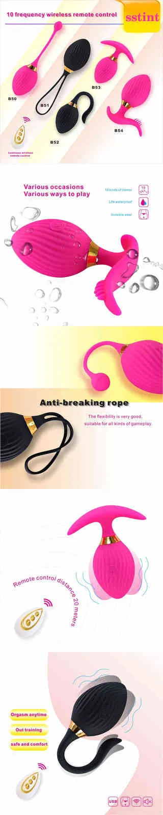 NXY Eggs SSTINT vibratore plug anale in silicone con telecomando senza fili massaggiatore prostatico giocattoli sessuali per W_voghion.com