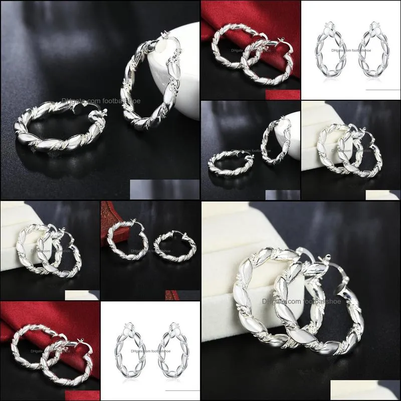 Sterling Silver Earrings Twisted Pair Fashion Earring Dress Ladies Jewelry Gifts Dangle & Chandelier