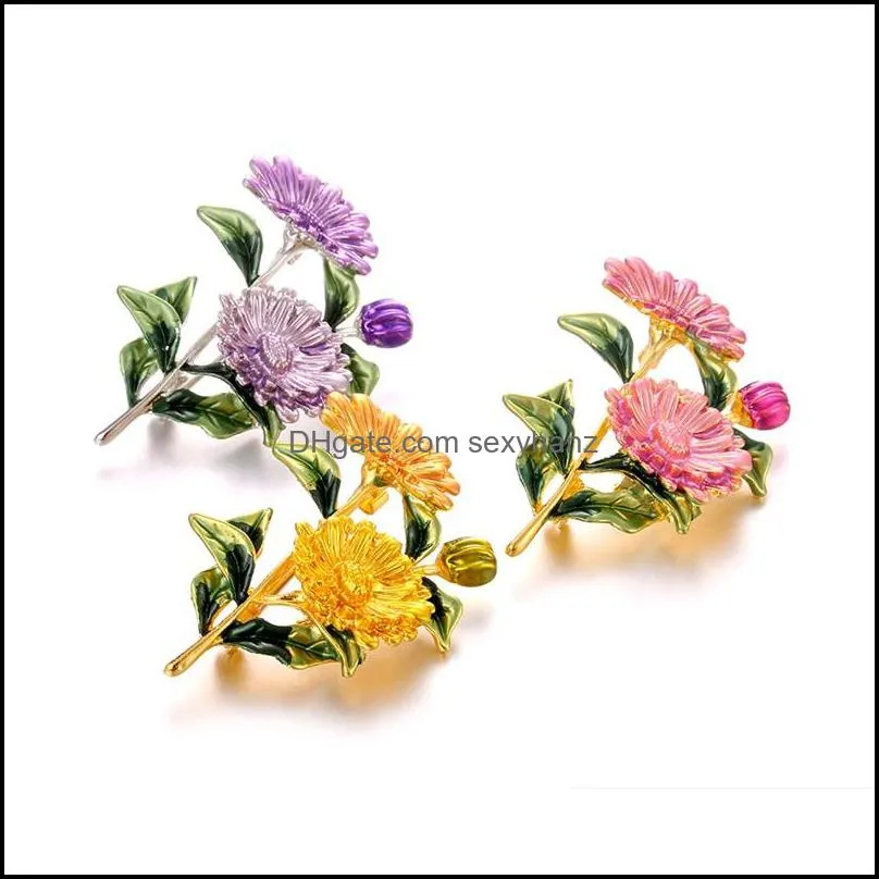 Daisy Brooch Pins Yellow flower Marguerite Brooch Wedding Lapel Pin Brooches women mens Fashion Jewelry Will and Sandy jewelry C3