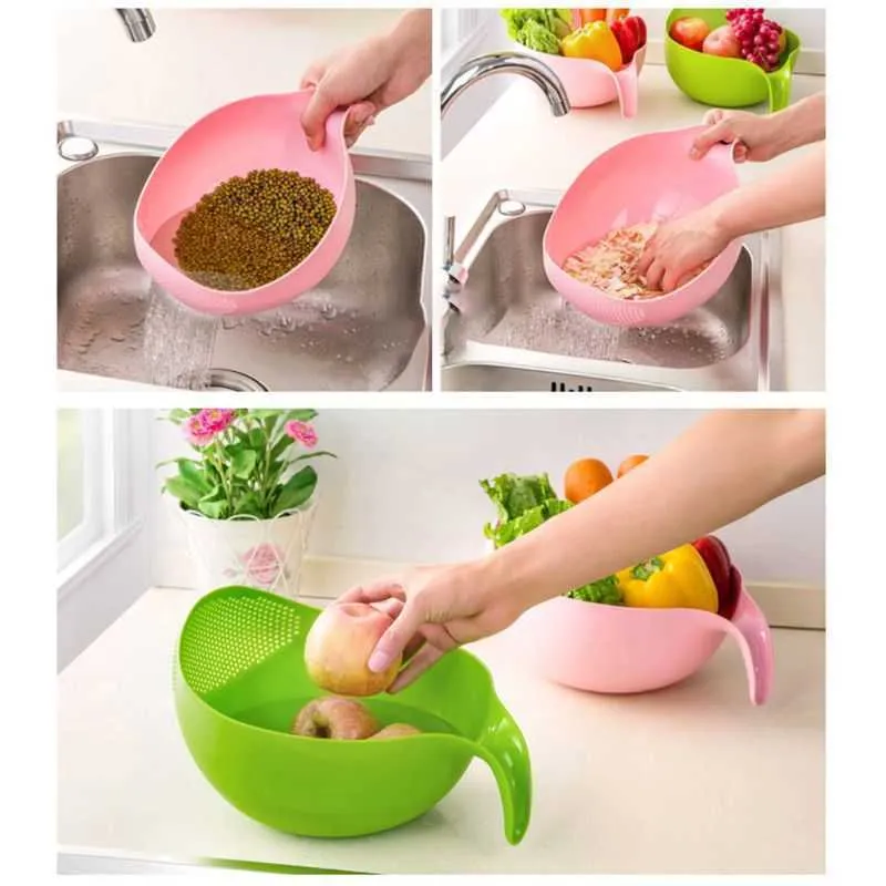 Rice Washing Filter Strainer Basket Colander Sieve Fruit Vegetable Bowl Drainer Cleaning Tools Home Kitchen Kit