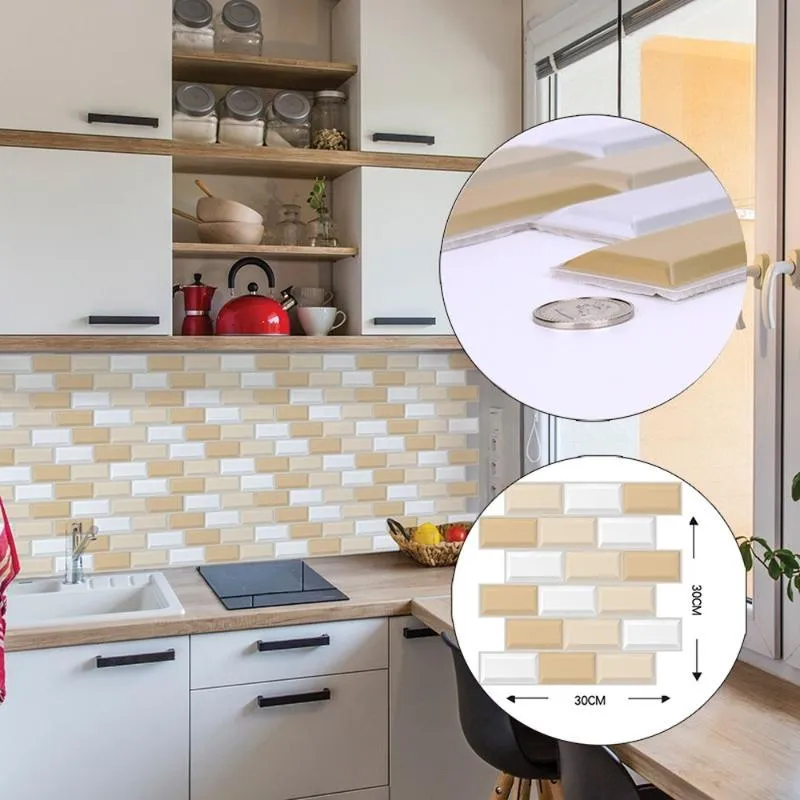 벽 스티커 3D 벽지 DIY 벽돌 자기 접착 방수 부엌 욕실 홈 세트