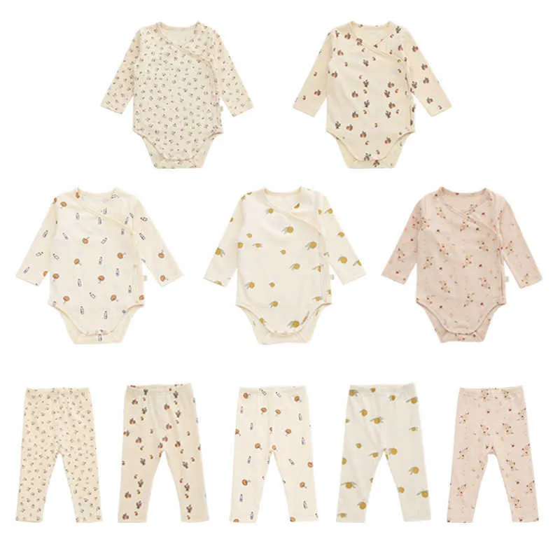 Ensemble de vêtements d'automne pour nouveau-né, 2 pièces, mignons, pour bébés filles et garçons, body et pantalon imprimés, tenues unisexes pour bébés, G1023