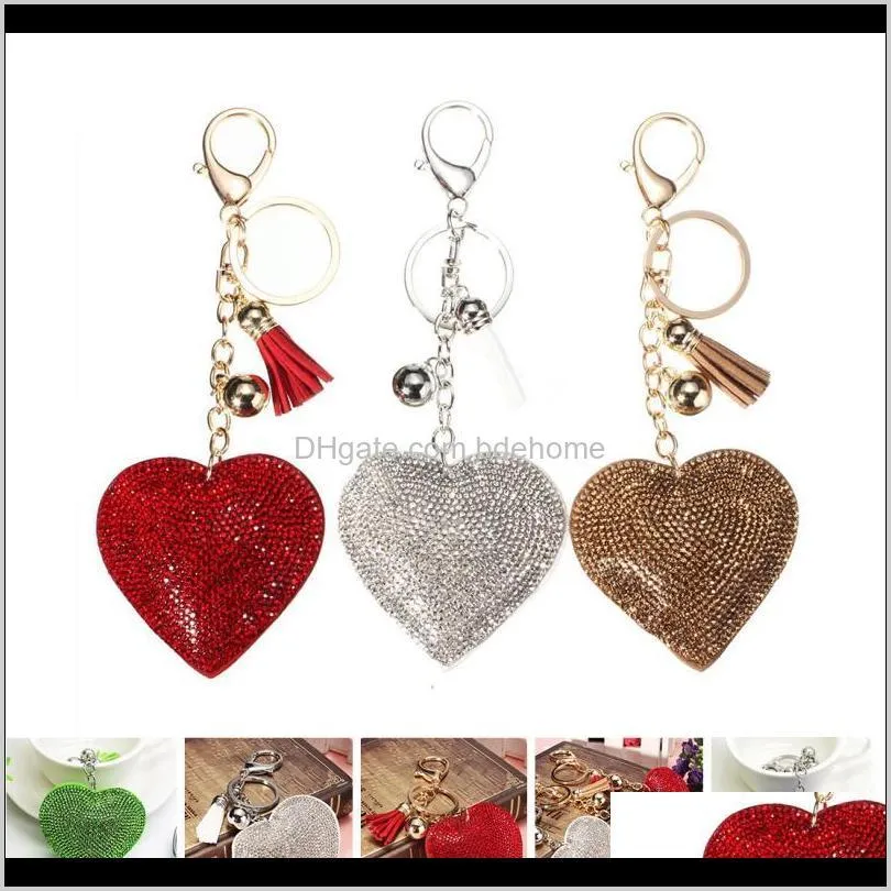 1pc heart shaped crystal rhinestone handbag keyfob pendant keychain bag keyring key chain