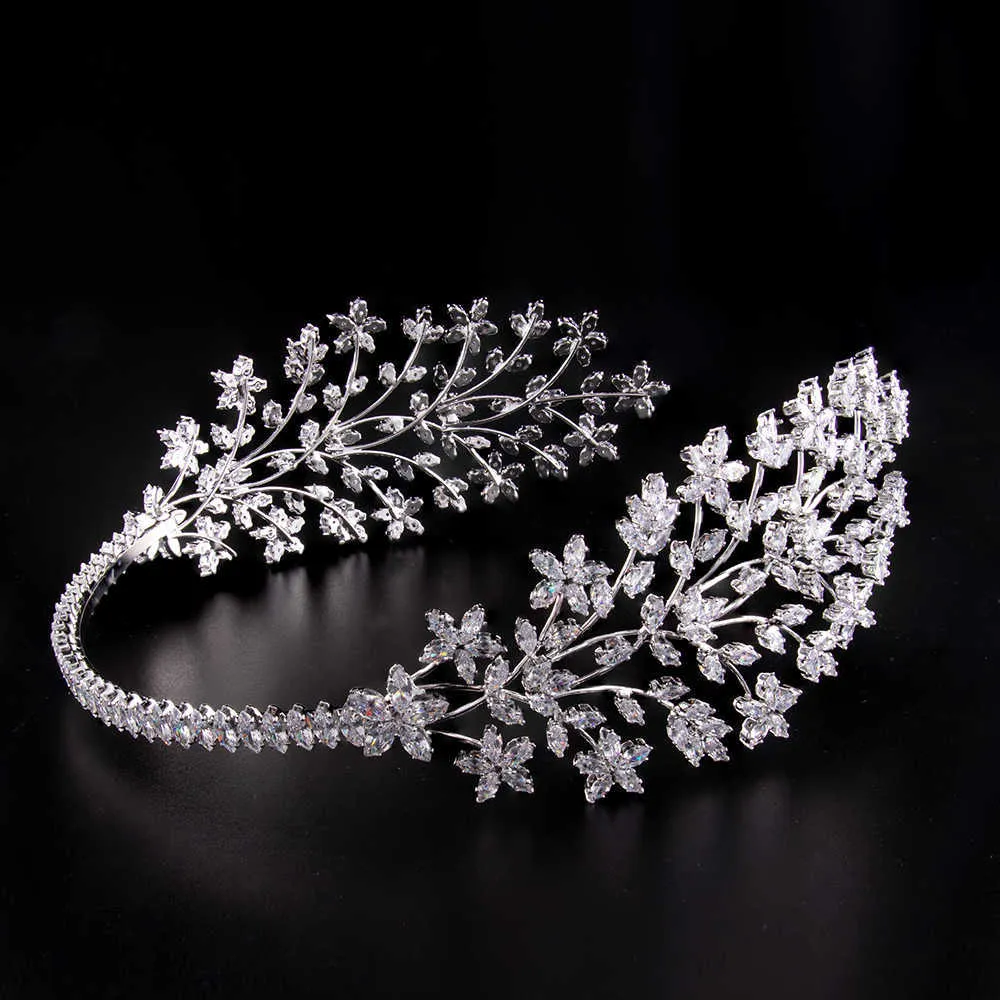 INS Style Bride Crown Crystal Headdress Wedding Makeup Birthday Party Headband Zircon Tiaras for Women X0625