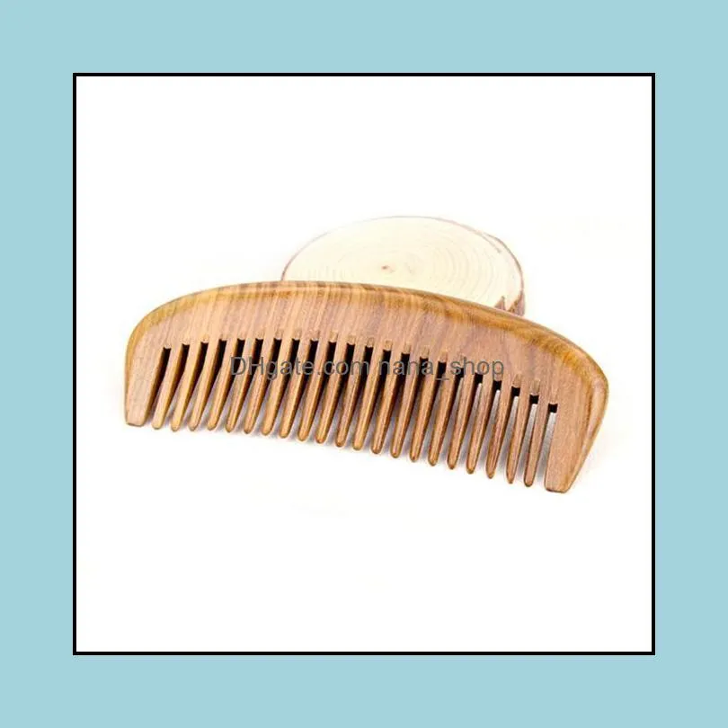 anti-static detangling natural green sandalwood comb care massage hair wooden brush