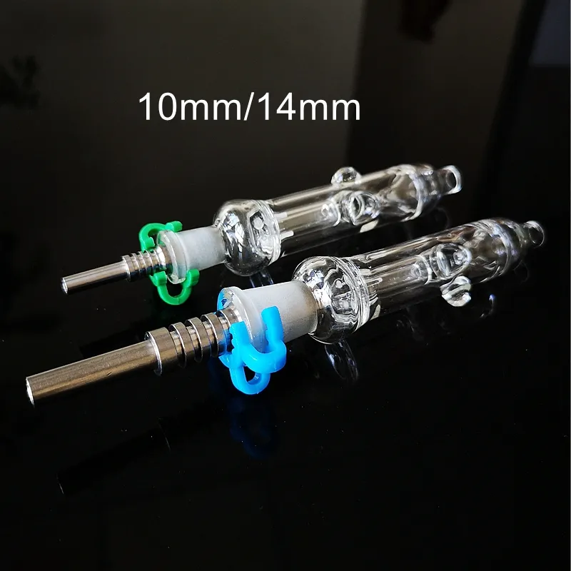 Mini Small Nector Collectors 10mm 14mm Joint NC Kits Oil Dab Rigs Glass Smoking Pipes With Titanium Nail And Plastic Keck NC12
