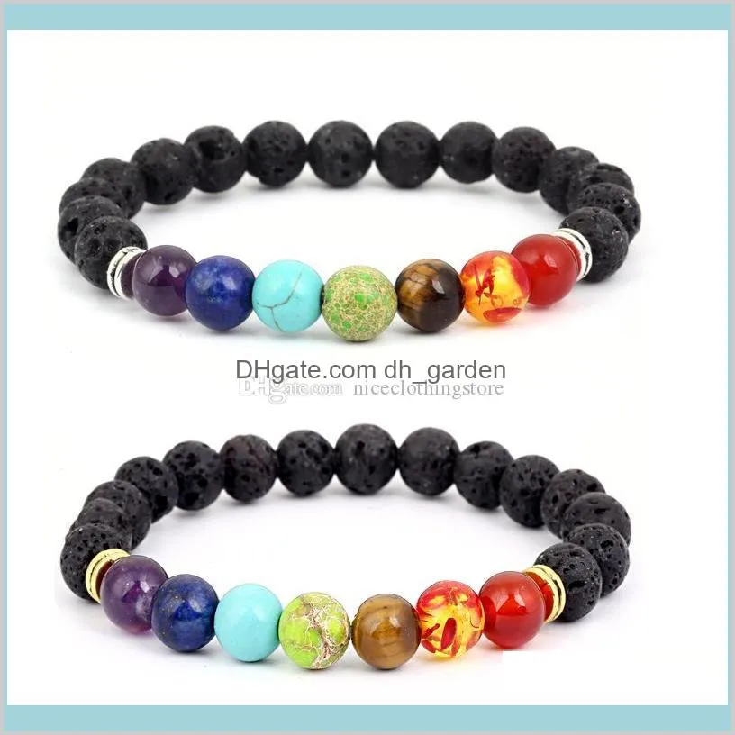 7 chakra bracelet stones natural  oils self confidence holistic aromatherapy lava stone mala meditation bracelet