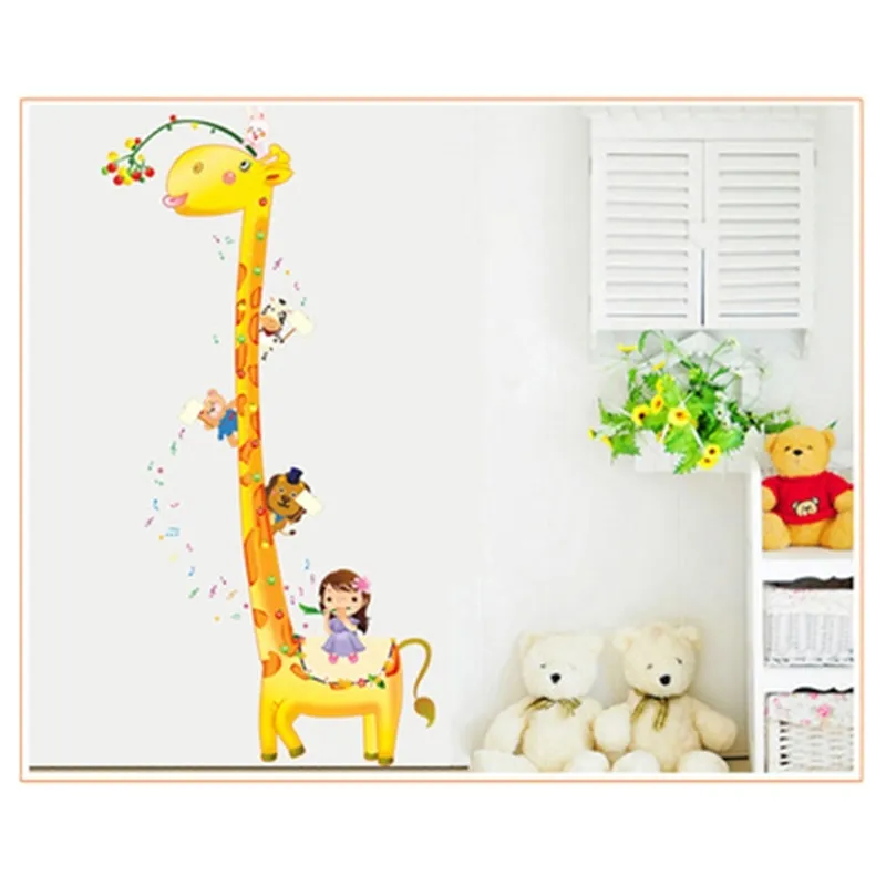 The giraffe height to stick Children bedroom background The third generation of removable wall stickers 210420