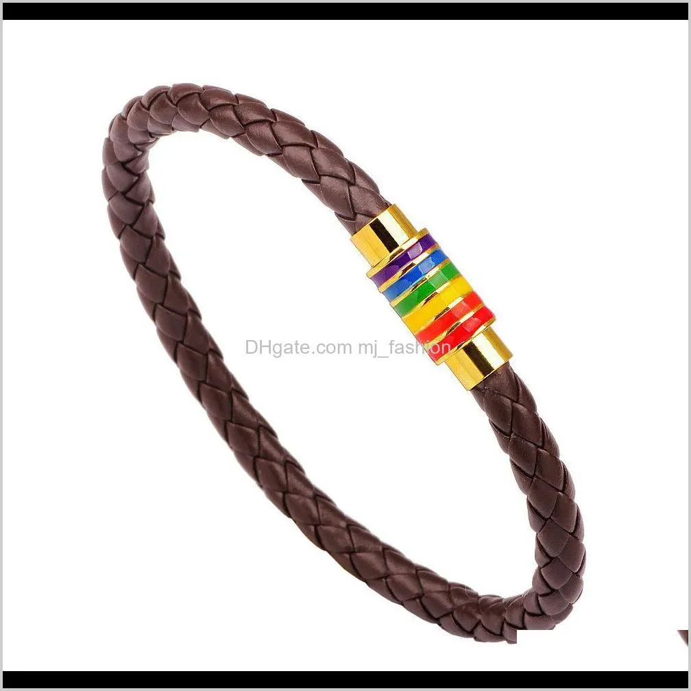 jewelry charm leather bracelet stainless steel pride bracelet for gay holiday ps0713