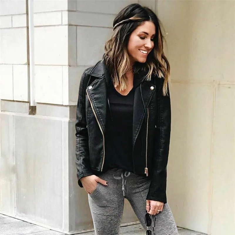 Compra Trajes De Mujer Blazers Moda Mujeres PU Abrigos Formal Blazer Manga  Larga Chaqueta Negra Traje Elegante Suelto Primavera Autumn Zip Damas  Streetwear Barato | Entrega Rápida Y Calidad | Es.Dhgate