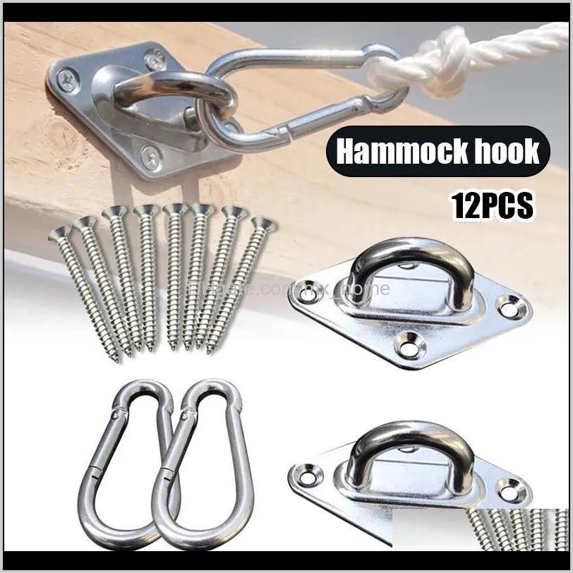 12pcs/set hammock hanging set hook and hook ring for hammock bracket swing tool kits ghs99