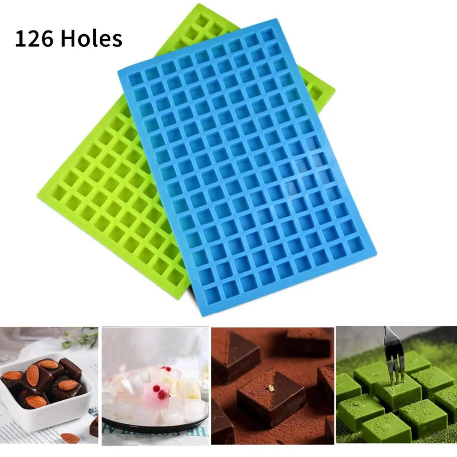 126 fori Reticolo Quadrato Stampi per il ghiaccio Strumenti Gelatina Cottura Stampo per feste in silicone Decorazione Torta al cioccolato Vassoio per cubetti Cucina per caramelle