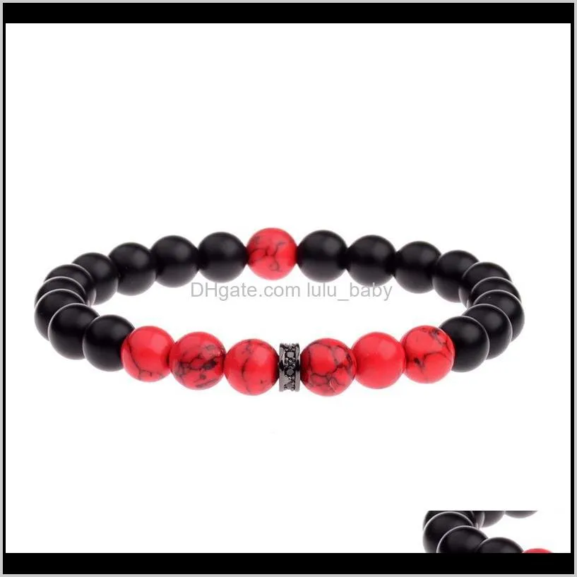 douvei 8mm matt&red yinyang bracelets for women trendy bracelet men with black cz beads prayer jewelry ab656