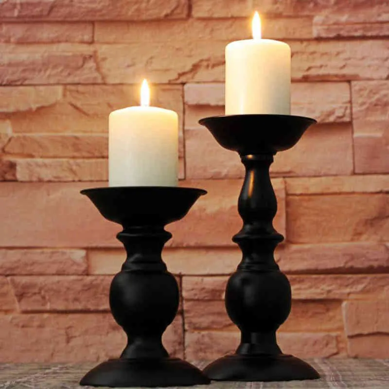Wedding Birthday Candle Holder S/L Pillar Candle Holder, Vintage Style, Black, Home Decor