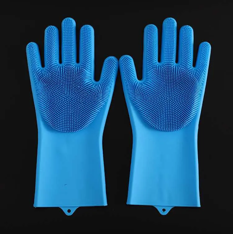 Magic Dishwashing Gloves for Washing Dishes Silicone Cleaning Gloves With Brushes Kitchen Household Rubber Sponge Gloves Car Wash Glove