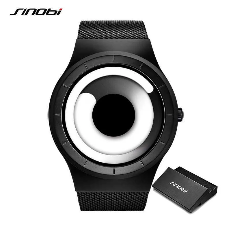 Sinobi Unikalny Vortex Concept Watch Mężczyźni Wysokiej Jakości 316L Ze Stali Nierdzewnej Nowoczesne Mężczyzna Sport Black Wrist Watches Montre Homme Q0524