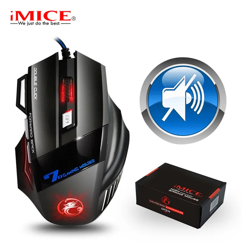 Gamer Gamer 7 Bouton 5500DPI LED ergonomique filaire Mause Mause de souris USB PC silencieuse avec ordinateur portable Backlight