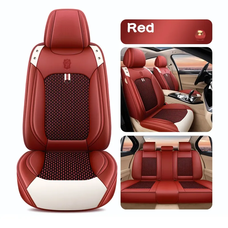 Auto-Accessoire-Sitzbezug für Sedan-SUV-dauerhafte hochwertige Leder-Universal-Fünf-Sitze-Set-Kissen einschließlich vorderer und hinterer Abdeckungen voll bedeckt rot