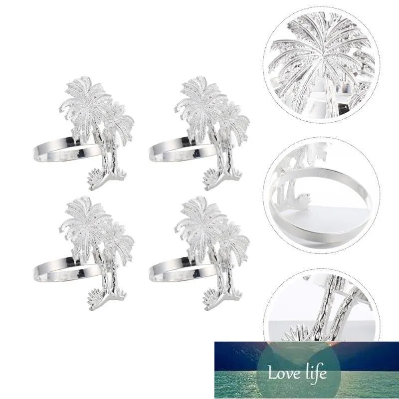 4pcs Stylish Palm Tree Napkin Buckles Electroplated Rings Decoration