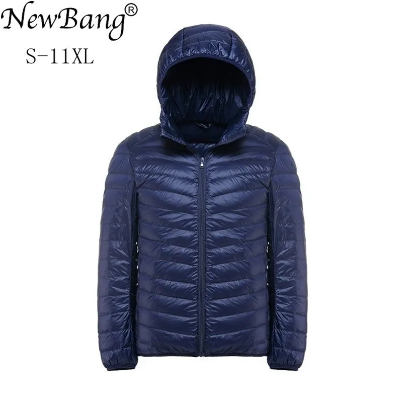 Bang Plus 11XL 10XL 9XL 8XL Down Coat Mężczyzna Ultra Light Down Kurtka Mężczyźni Wiatrówka Pióro Lightweigt Z Kapturem Winter Park 210818