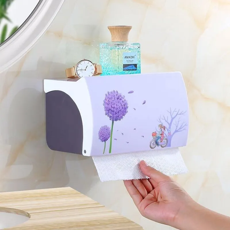 Dispenser di asciugamani porta carta igienica impermeabile per WC WC Accessori bagno Vassoio creativo Carta per montaggio a parete in plastica 210401