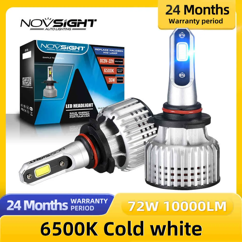 NOVSIGHT H7 LED Autolampen 6500K 72W 10000LM Paar H4 H11 H1 H13 9005 9006 H3 9007 Licht zum Ersetzen der Glühbirne an Autos Lüftergeräusch
