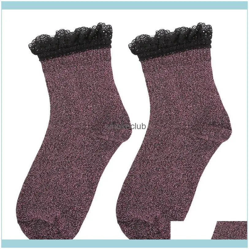 Sports Socks Women Cycling Tennis Yoga Floral Edge Lace Warm Winter For Outdoor Road Bicycling