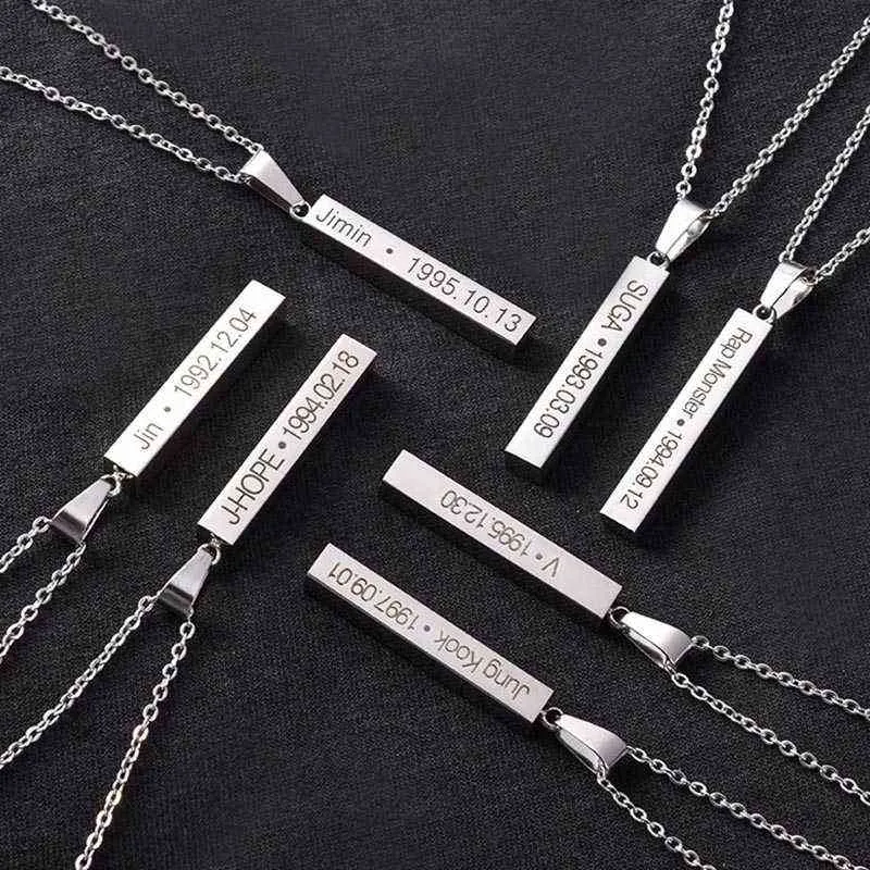 KPOP Necklace Bangtan Boys Jimin JIN J-Hope Suga Steel Pendant Chain Wings Accessories Jewelry 2021 G1206