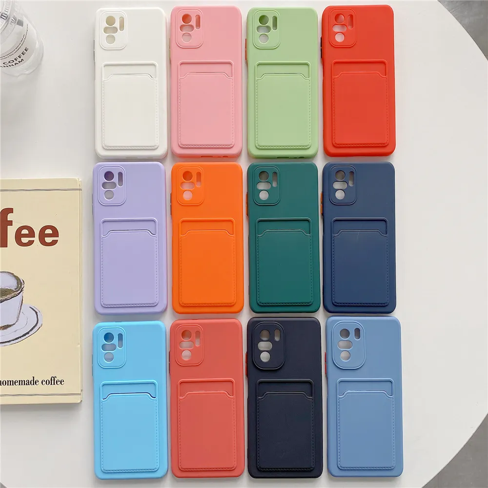 Card Holder Wallet Phone Cases For Xiaomi Redmi Note 11 Pro Plus 10 9 8 Pro 9S K40 11 Lite 11T Pro Poco X3 Soft TPU Candy Cover
