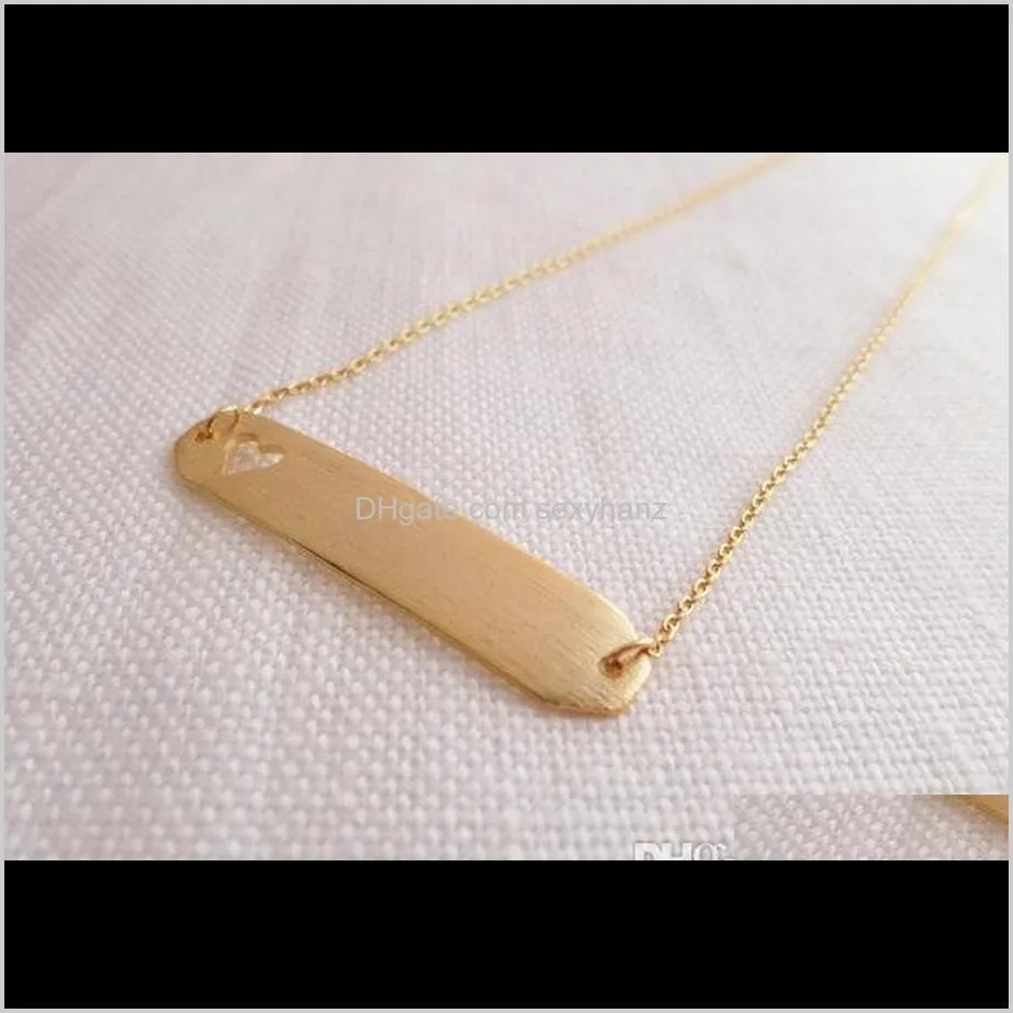 10pcs- n127 gold silver hollow out open heart necklaces simple bar with heart necklaces love heart tag necklaces for lovers couples