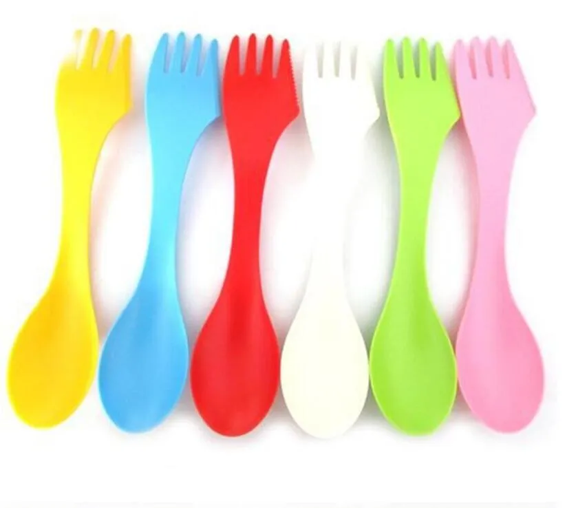 البلاستيك ملعقة شوكة - أدوات المطبخ Spork في الهواء الطلق لمدة 6 ألوان