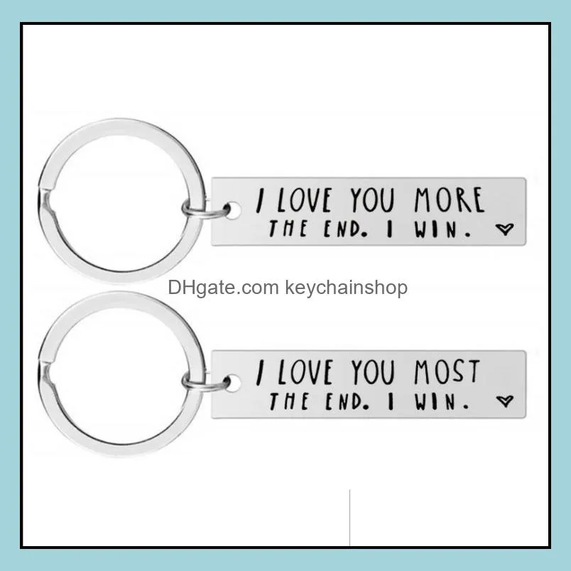 Portachiavi Fashion Aessories I Love You Most More The End Portachiavi creativi Win Couples Portachiavi Portachiavi in acciaio inossidabile Bomboniera Goccia