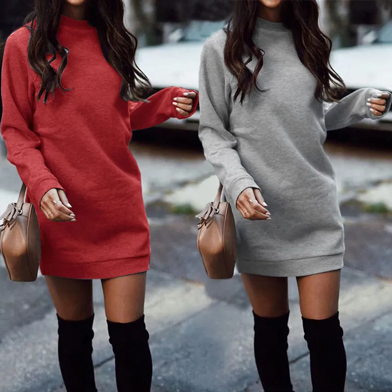 MISSKY Women's 3/4 Sleeve Hoodie Dress - Slim Fit Casual Sweatshirt Dress, Red, XX-Large