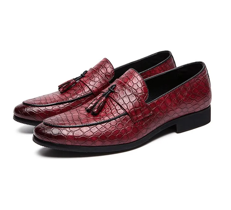 Costume semi-formel en cuir PU pour homme, chaussures de luxe, glamour, pompon, italien, gracieux, robe, grande taille 46 47